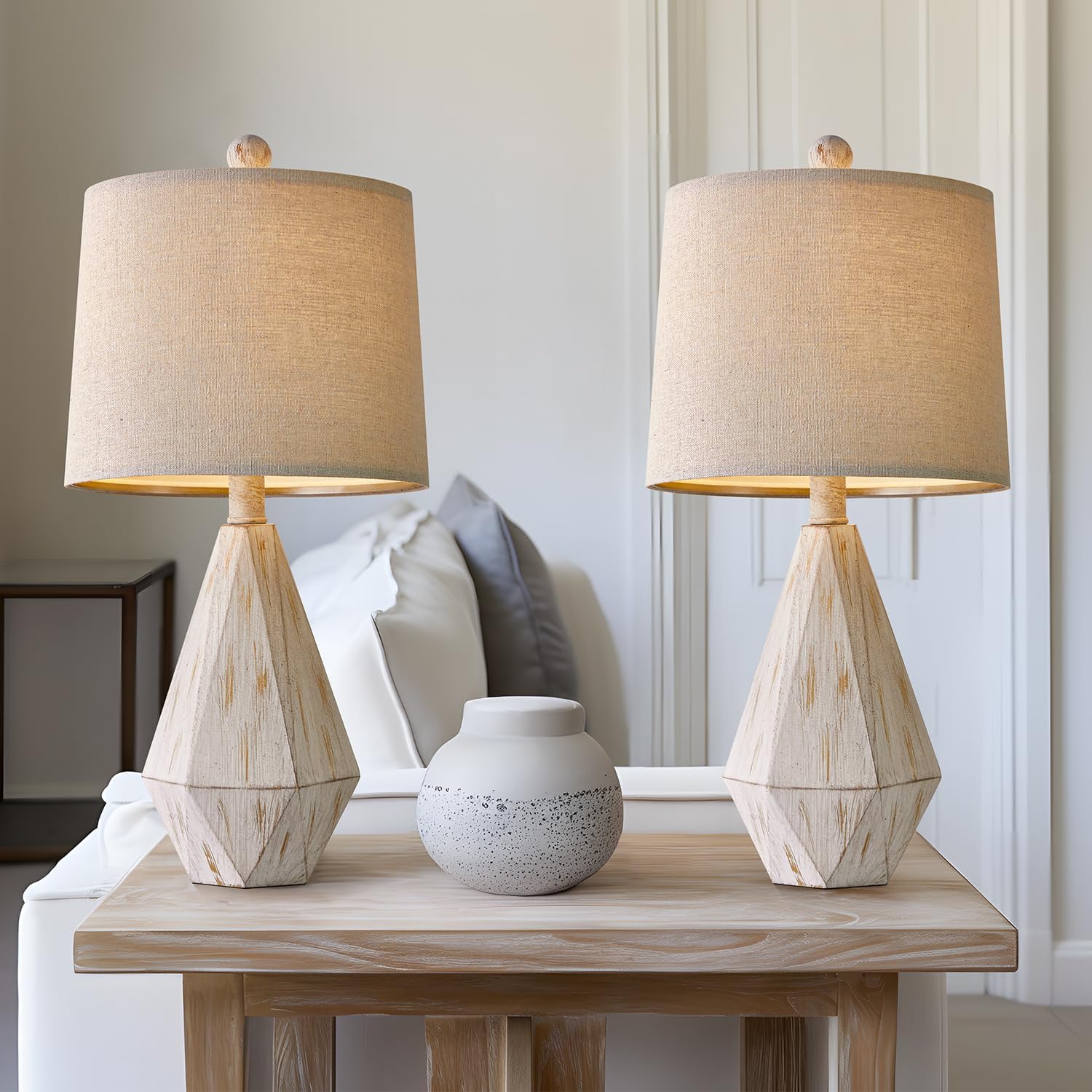 PoKat 20.25" Rustic Table Lamp Set of 2 for Bedroom Living Room Vintage Retro Traditional Nightstand Bedside Lamps Kids Room Study Room…