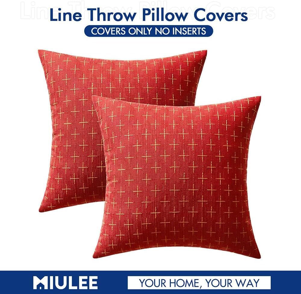 MIULEE Pack of 2 Christmas Decorative Burlap Linen Throw Pillow Covers Modern Farmhouse Pillowcase Rustic Woven Textured Cushion Cover…