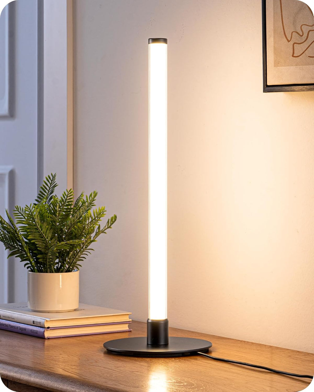 Edishine LED Table Lamp, Modern Bedside Lamp with 360° Illumination, Stepless Dimming & 3 Color Temperature, Nightstand Lamp for Bedro…
