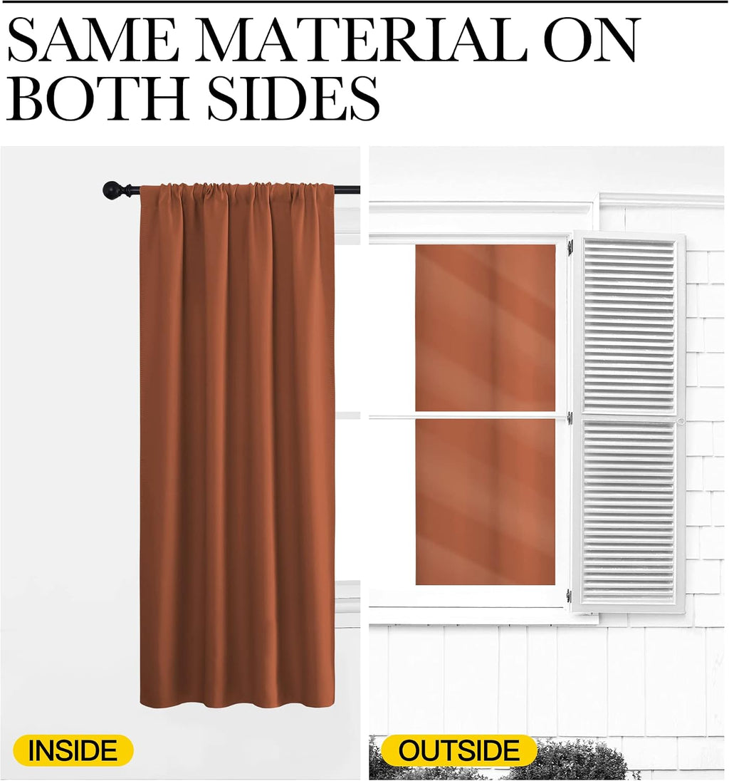 NICETOWN Blackout Curtains and Drapes - Thermal Insulated Solid Rod Pocket Blackout Draperies/Panels (Burnt Orange, 1 Pair, 42 by 72 inches)