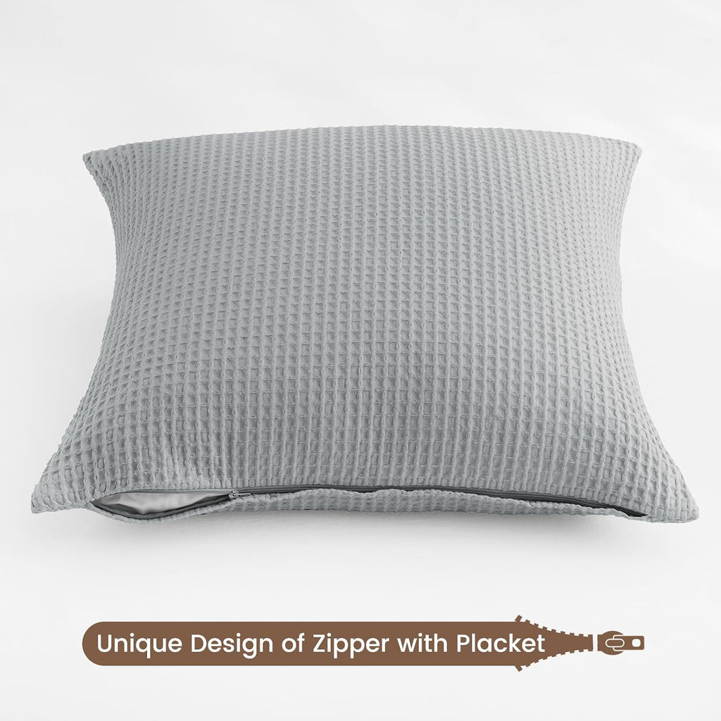 Phf 100% Cotton Waffle Weave Throw Pillow Cover, 18" x 18", No Filling, 2 Pack Elegant Home Decorative Square Throw Pillow Covers for Bed C…