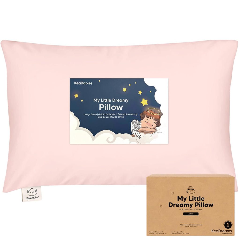 KeaBabies Toddler Pillow with Pillowcase, Jumbo 14X20 - Soft Organic Cotton Toddler Pillows for Sleeping - Machine Washable - Perfect for…