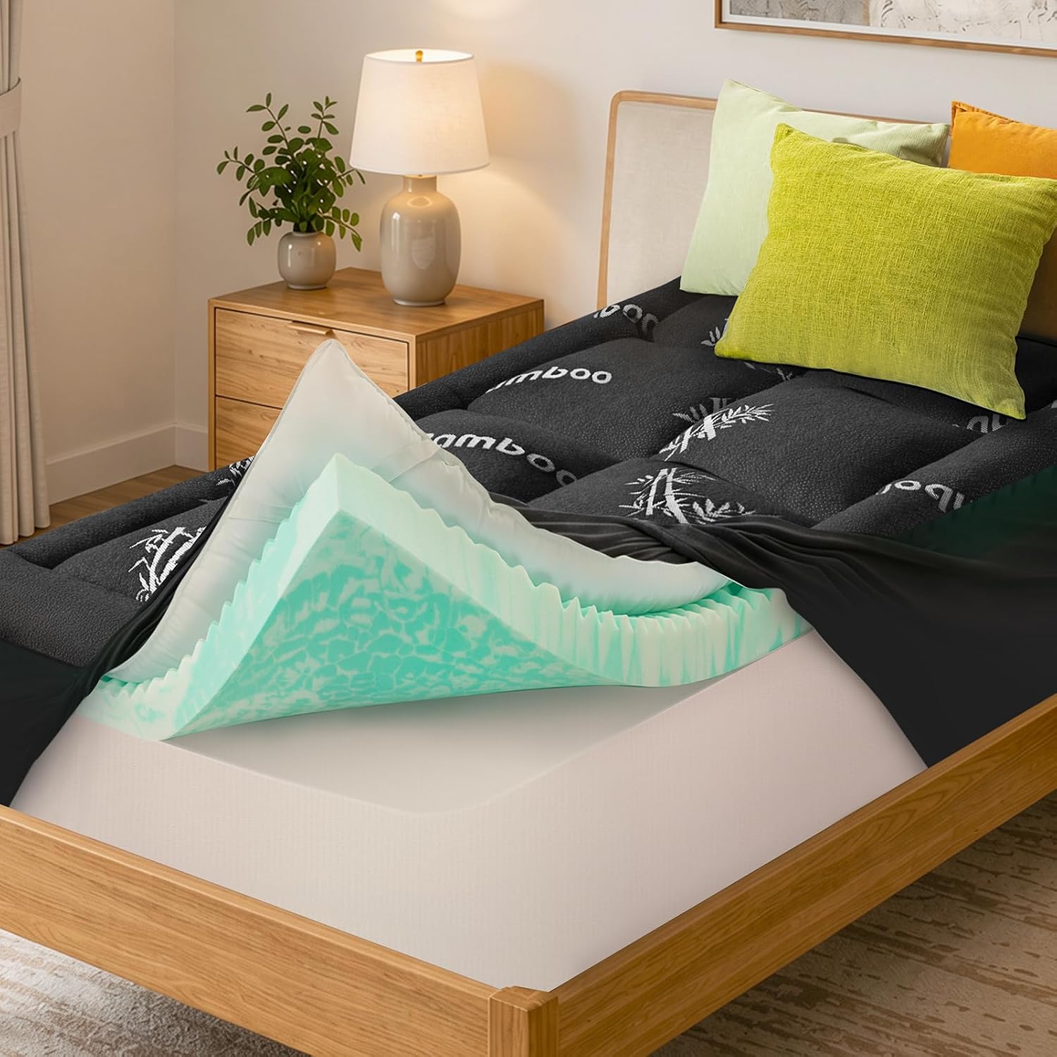 NiceSleepPlusLife Dual Layer 4 Inch Twin Size Mattress Topper - 2" Gel Cooling Memory Foam and 2" Ultra Soft Pillow Top, Viscose Made from…