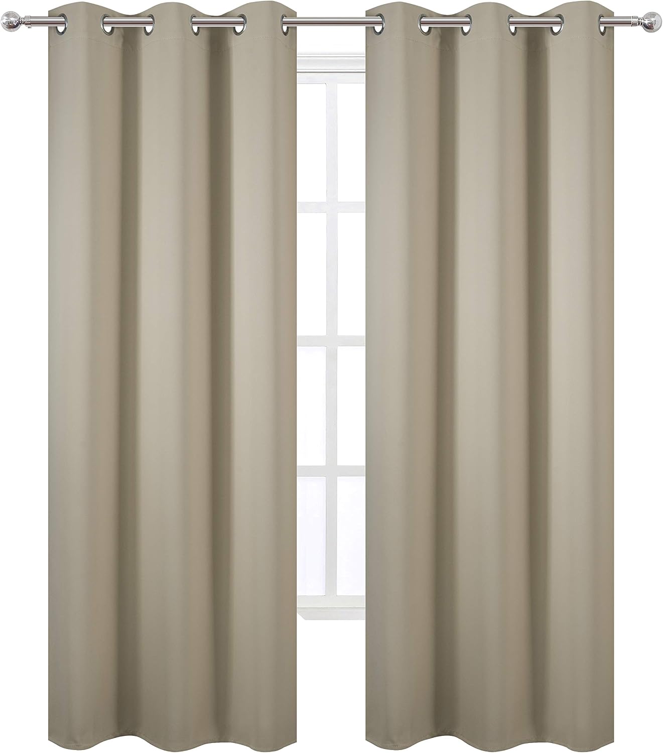 Lemomo Beige Blackout Curtains/42 x 84 Inch/Set of 2 Panels Room Darkening Curtains for Bedroom 84 Inch silver