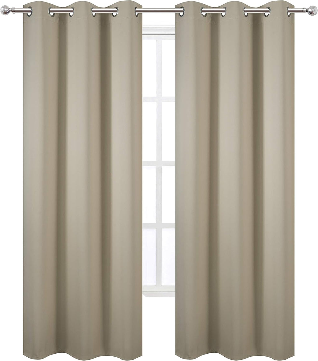 Lemomo Beige Thermal Blackout Curtains/38 x 84 Inch/Set of 2 Panels Room Darkening Curtains for Bedroom 84 Inch silver
