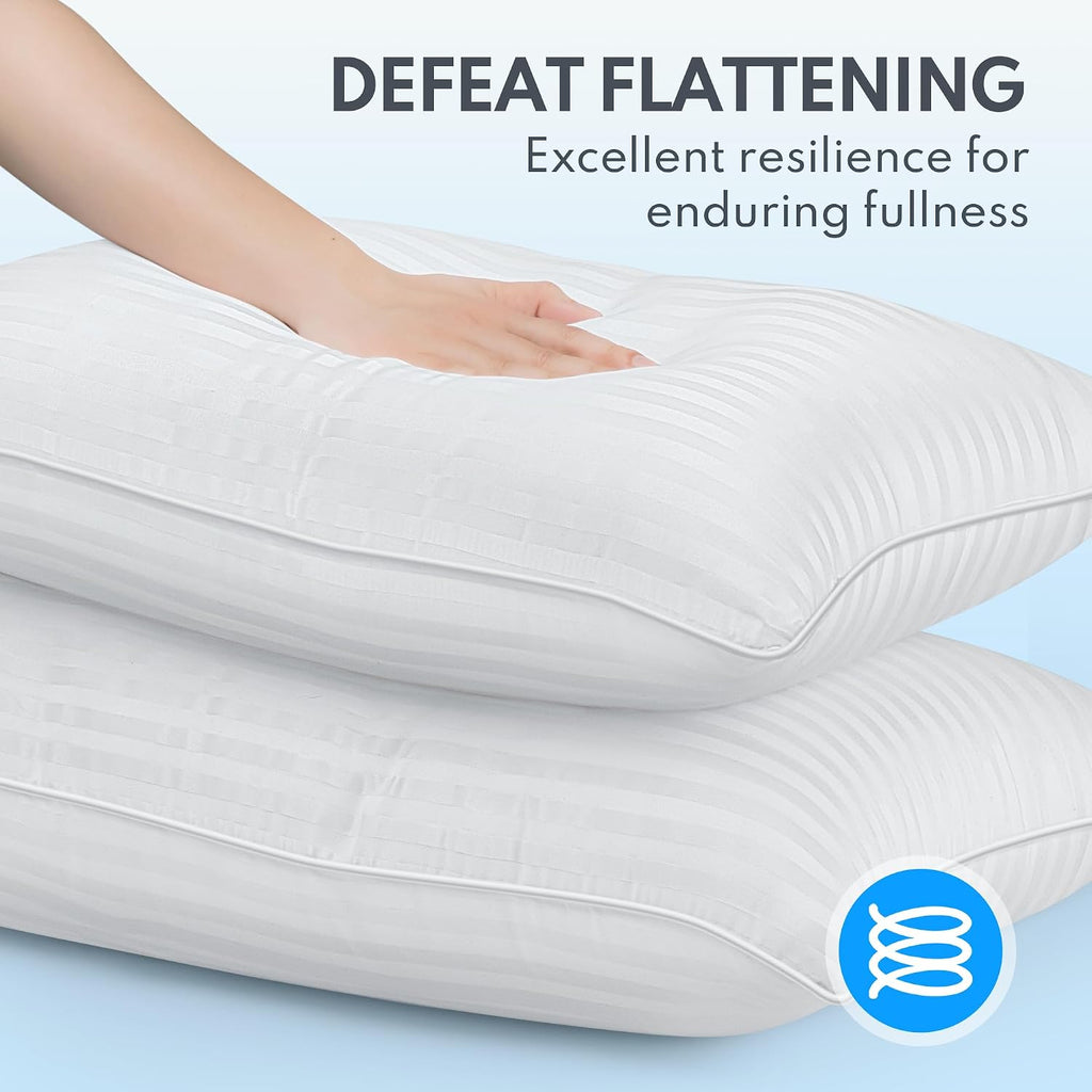 Queen Size Bed Pillows - Breathable Down Alternative Pillows Set of 2 for Side, Back, and Stomach Sleepers Fluffy Cooling Hotel Quality…