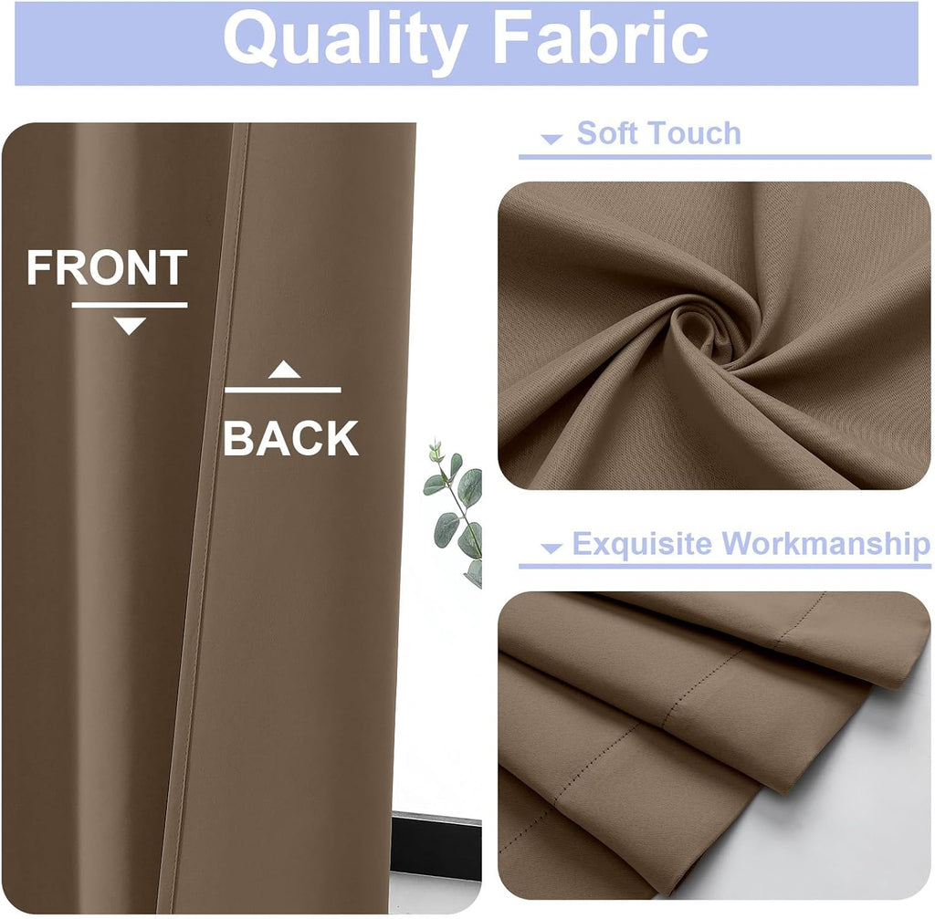 Simplebrand Ava Brown Blackout Curtains for Bedroom 84 Inch Length 2 Panels Set, Solid Thermal Insulated Privacy Living Room Window Treatme…