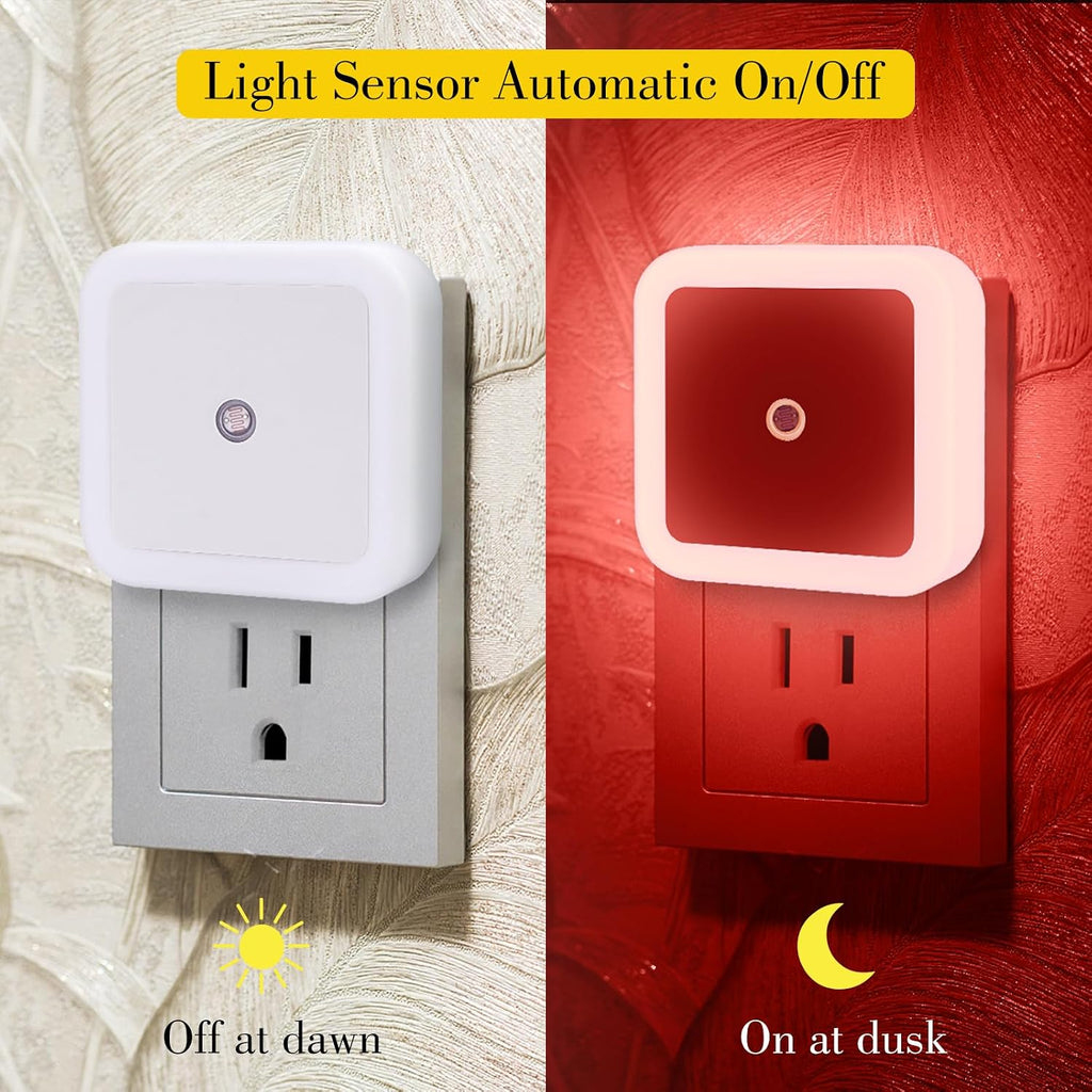 KINUR 6 Pack Red Night Light, LED Night Lights Plug into wall with Dusk to Dawn sensors, Plug in Night Lights for Kids Room, Bedroom…