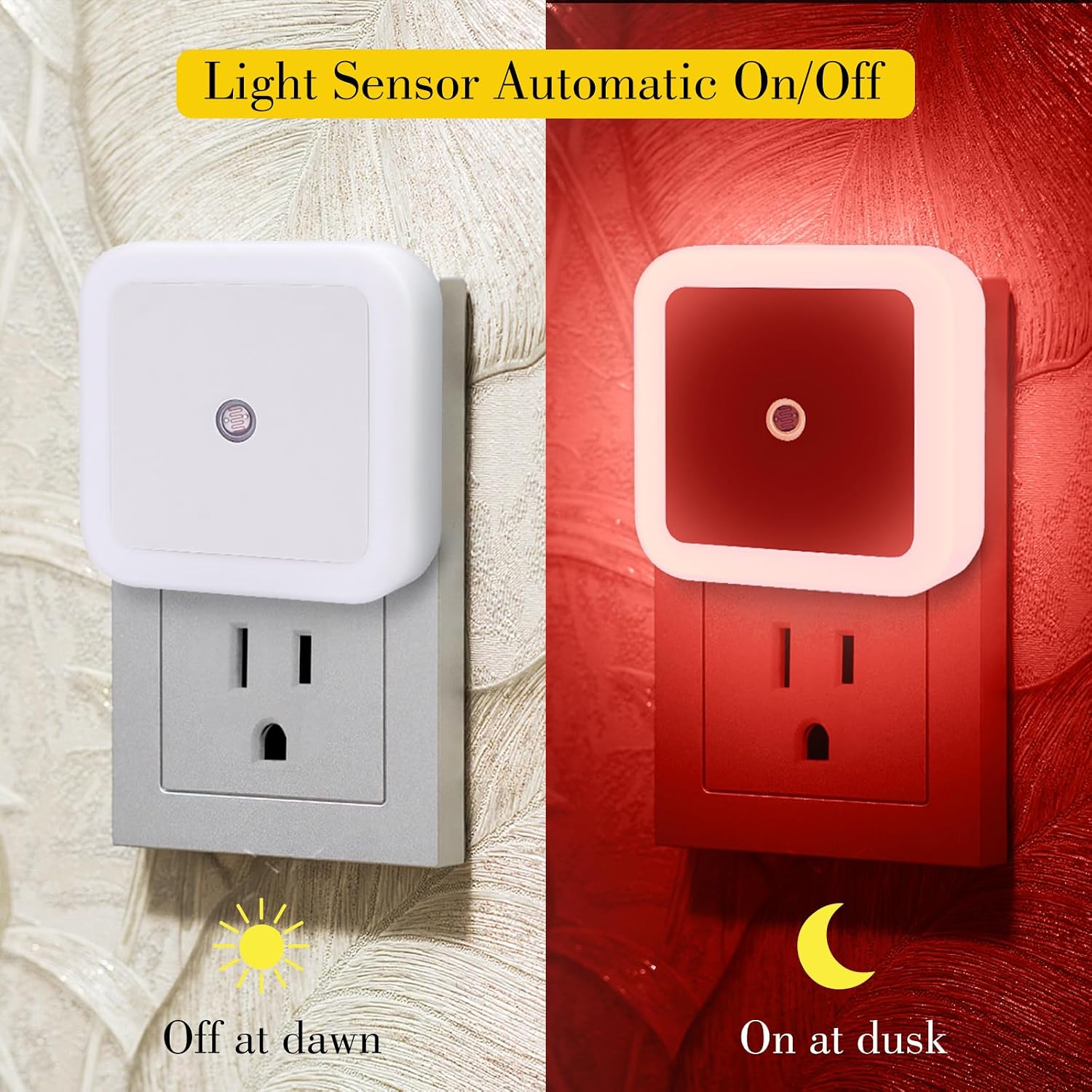 KINUR 6 Pack Red Night Light, LED Night Lights Plug into wall with Dusk to Dawn sensors, Plug in Night Lights for Kids Room, Bedroom…