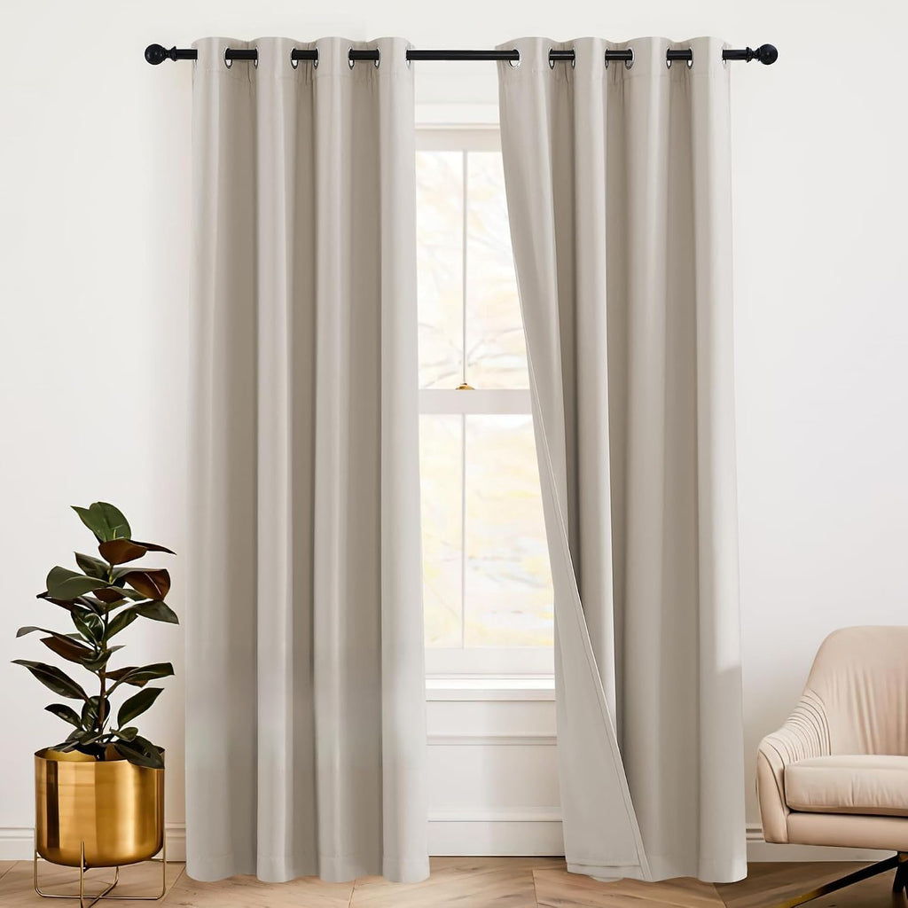 Rybhome RYB HOME 3-in-1 Soundproof - Blackout - Energy Saving Room Divider Curtains, Extra Wide Window Curtains for Bedroom Living Room Lof…