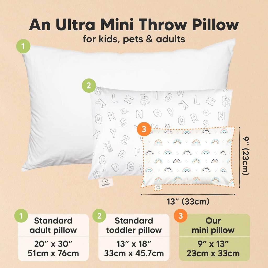 Mini Toddler Pillow with Pillowcase - 9x13 My Little Dreamy Travel Kids Pillow for Sleeping, Toddler Bed, Small, Tiny, Organic Cotton…