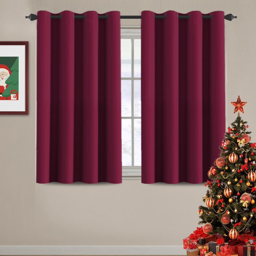 H.VERSAILTEX Blackout Curtains for Christmas Small Window Kitchen Blackout Curtains 45 inch Length Energy Saving Solid Grommet…