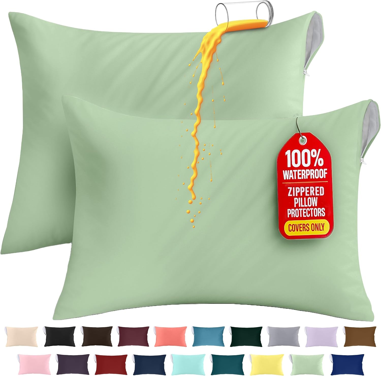 Utopiabedding Utopia Bedding 100% Waterproof Pillow Protectors with Zipper Queen Size (Set of 2), Bed Bug and Dust Mite Proof Zippered Pill…