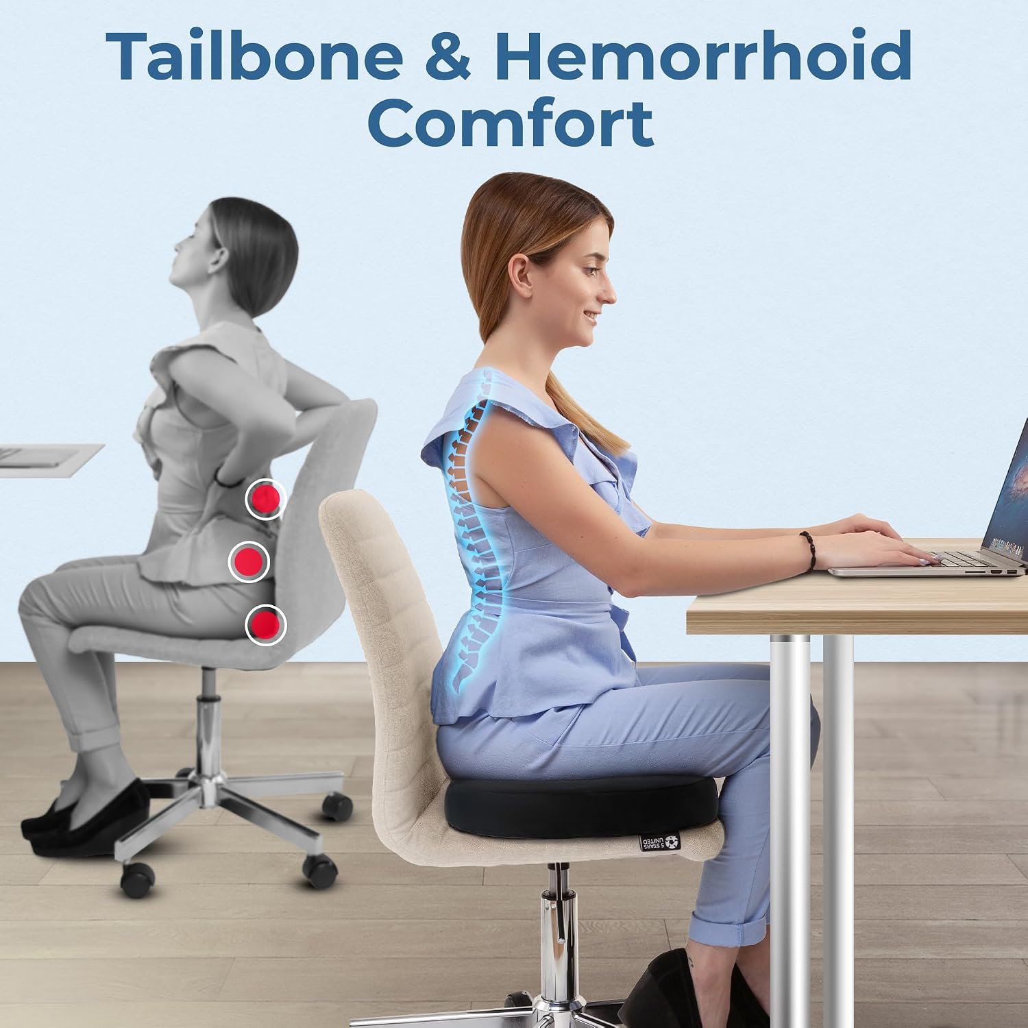 5Starsunited 5 STARS UNITED Donut Pillow Hemorrhoid Tailbone Cushion – Large Floor Cushion for – Coccyx, Prostate, Sciatica, Pelvic Floor,…