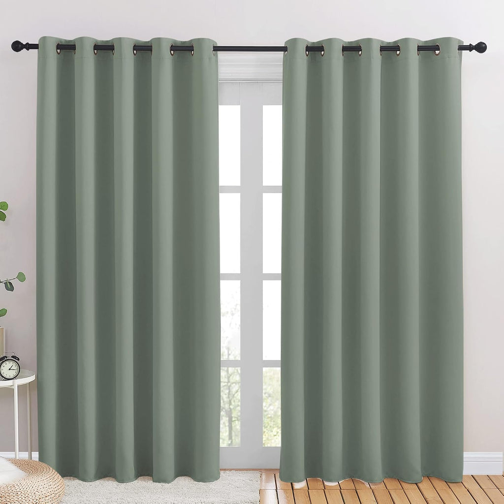 NICETOWN Blackout Draperies Curtains for Kids Room, Window Treatment Thermal Insulated Solid Grommet Blackout Drape Panels for Bedroom…