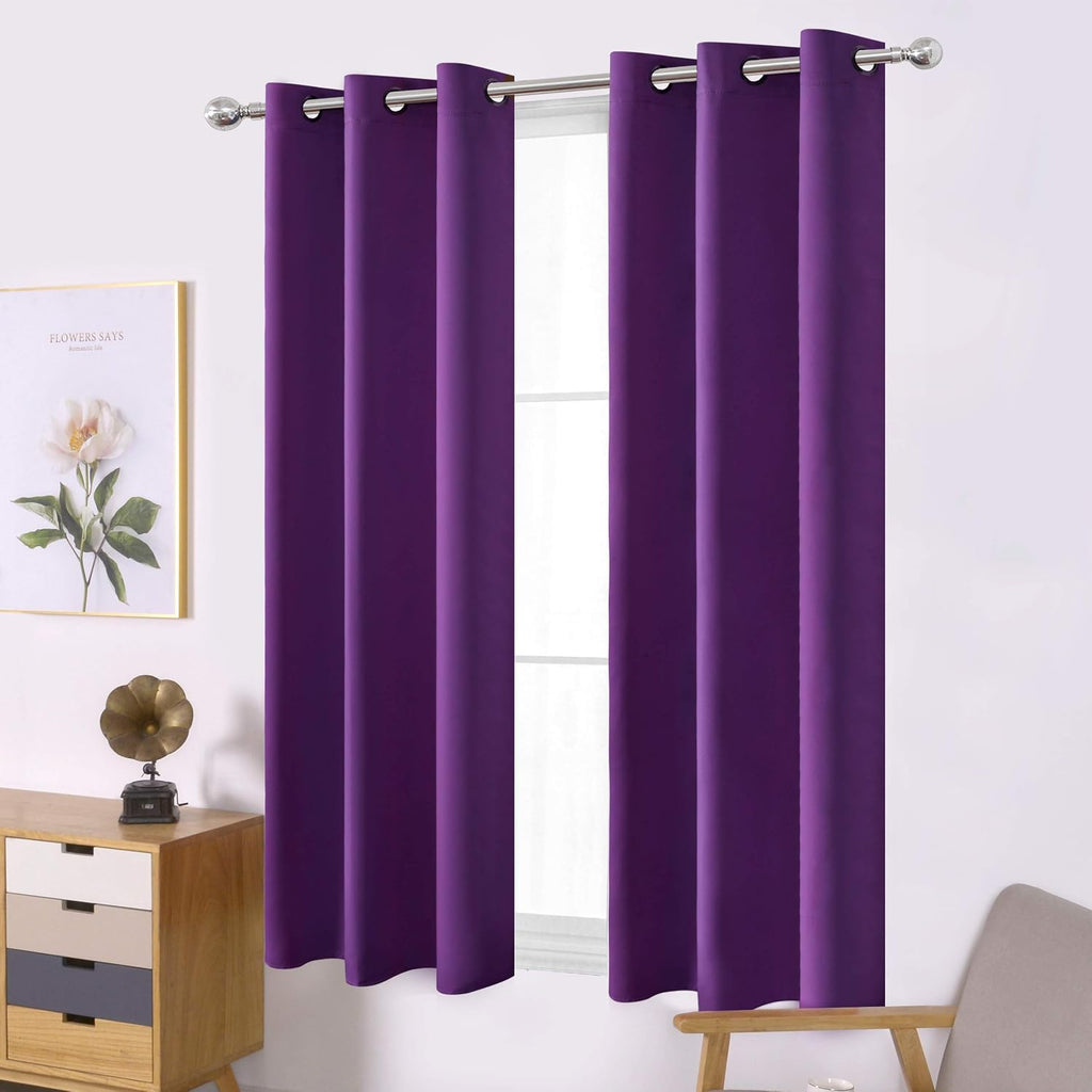 Lemomo Purple Blackout Curtains 40 x 63 Inch Length/Set of 2 Curtain Panels/Thermal Insulated Room Darkening Blackout Curtains for Bedroom…