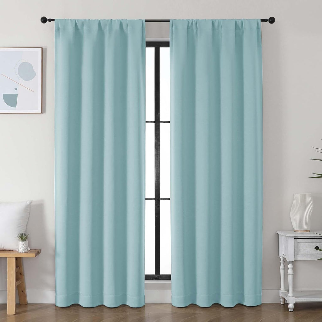 Simplebrand Ava Aqua Blackout Curtains for Bedroom, 78 Inch Length, 2 Panels Set, Privacy Thermal Insulated Rod Pocket Window Curtains for…