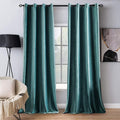 MIULEE 2 Panels Blackout Velvet Curtains Solid Soft Grommet Teal Curtains Thermal Insulated Soundproof Room Darkening…