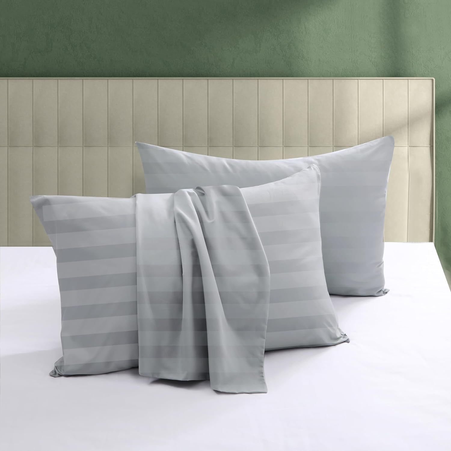 ShunjieHome 100% Egyptian Cotton Pillow Protectors Set of 2, 600 Thread Count Queen Size Bed Pillow Cases with Zipper, Sateen Weave Cooling…