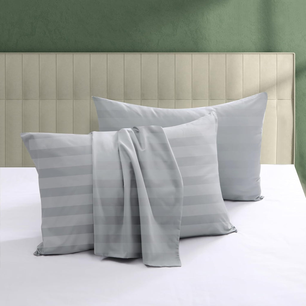 ShunjieHome 100% Egyptian Cotton Pillow Protectors Set of 2, 600 Thread Count King Size Bed Pillow Cases with Zipper, Sateen Weave Cooling…