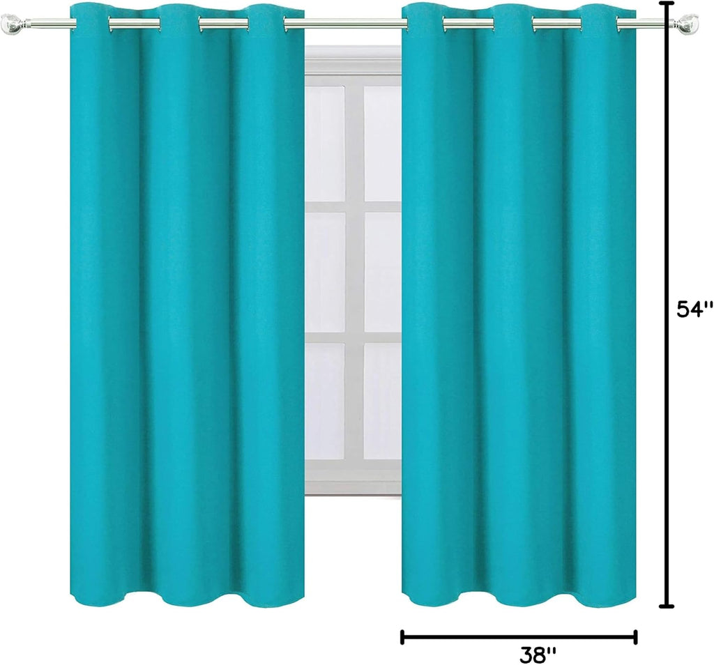 Lemomo Turquoise/Teal Blackout Curtains/38 x 54 Inch/Set of Two Panels Grommet Living Room Curtains 54 Inch silver