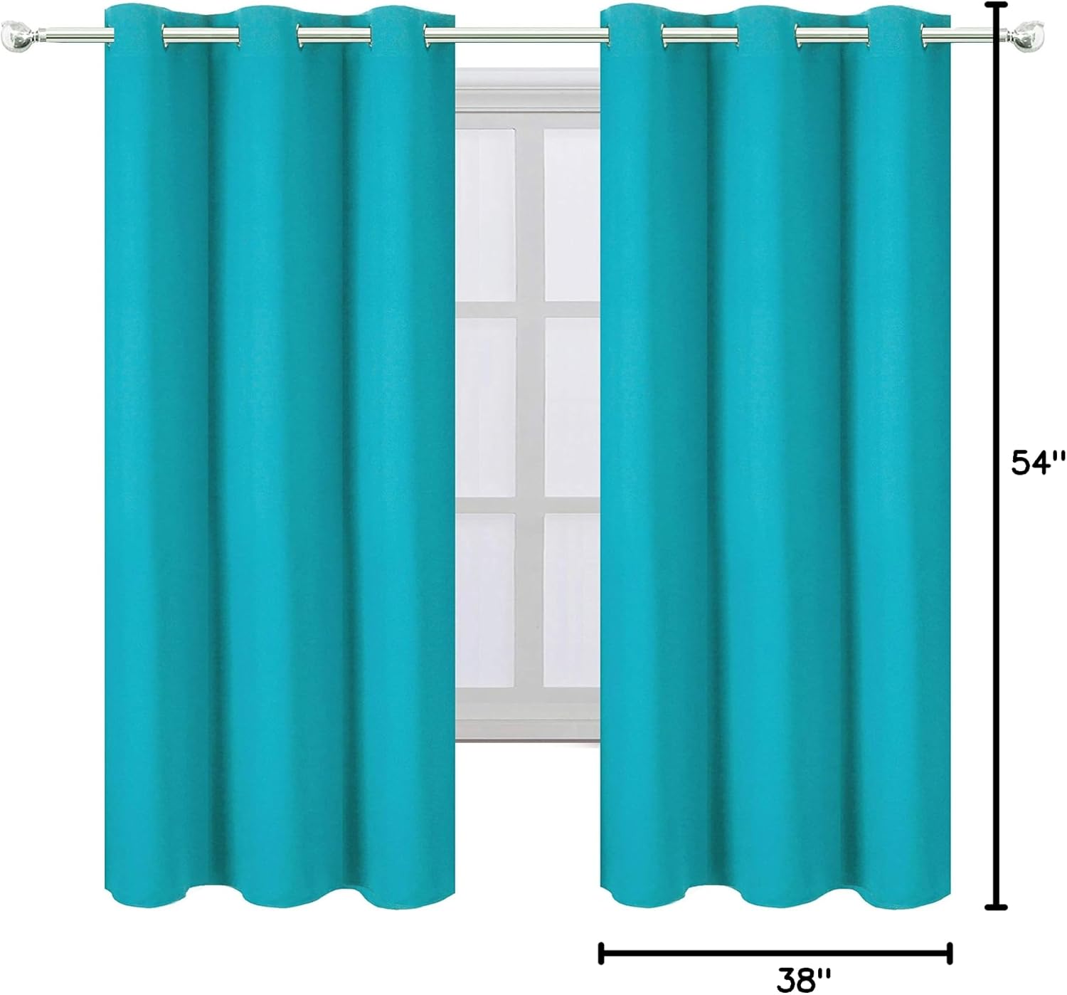 Lemomo Turquoise/Teal Blackout Curtains/38 x 54 Inch/Set of Two Panels Grommet Living Room Curtains 54 Inch silver