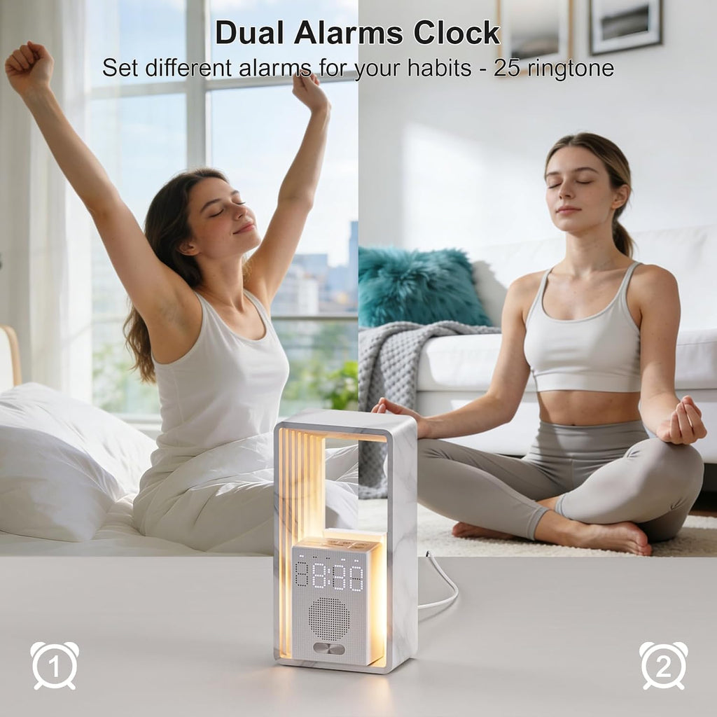 Hensam Sunrise Alarm Clock Wake Up Light with Snooze & Timer, 20 White Noise Sleep Sounds Machine, Dimmable Bedside Night Light for…