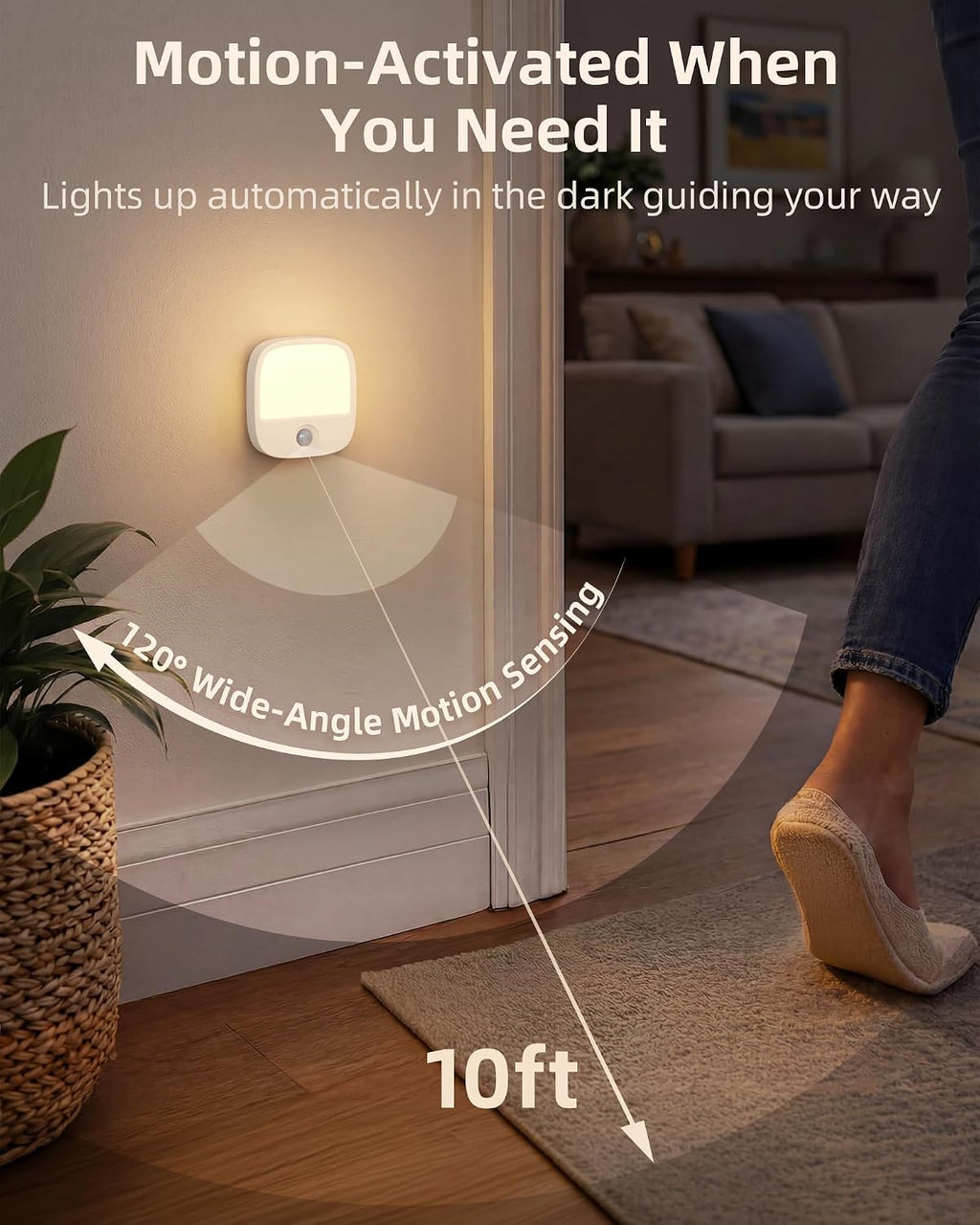 EZVALO Rechargeable Motion Sensor Night Lights, 2 Pack Magnetic Stick-On LED Lights with 3 Color Temperatures, Adjustable & Memory…