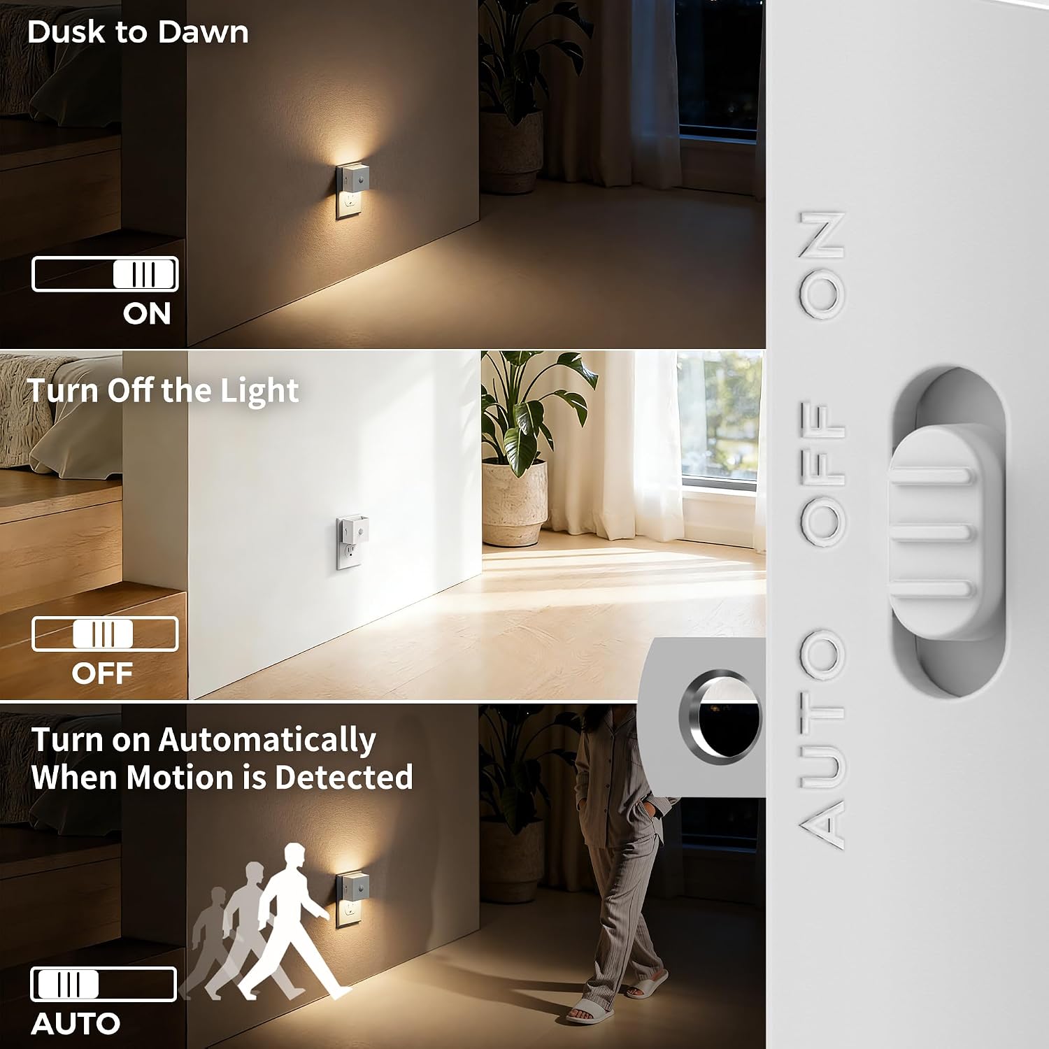 DORESshop LED Motion Sensor Night Light[2 Pack], Night Lights Plug into Wall, Brightness Adjustable Motion Activated Nightlight with Dusk…
