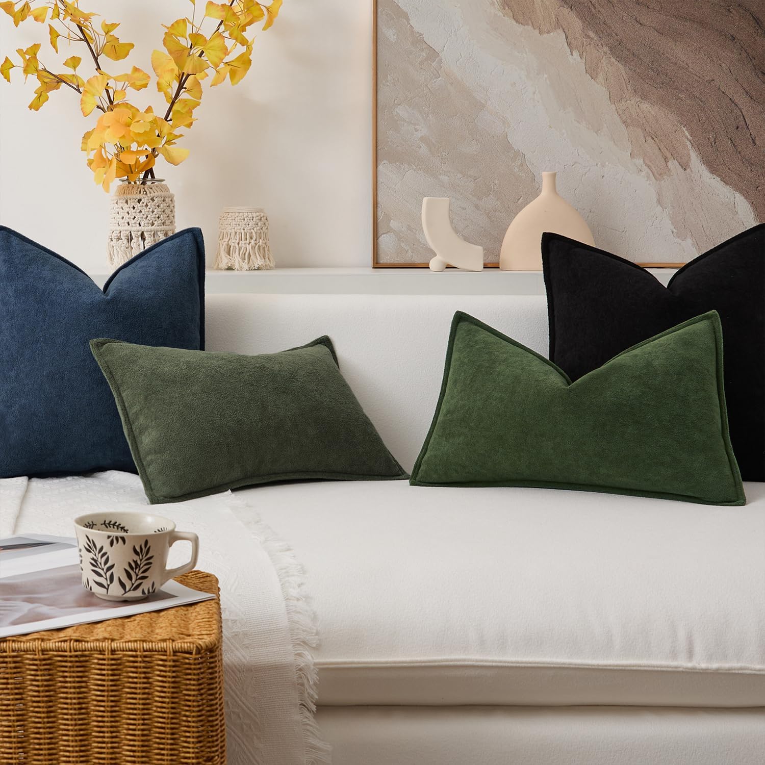 KevinTextile Kevin Textile Waterproof Decorative Pillow Covers Navy Blue 18x18 Inch Pack of 2 Soft Boucle Textured Throw Pillowcases Elegan…