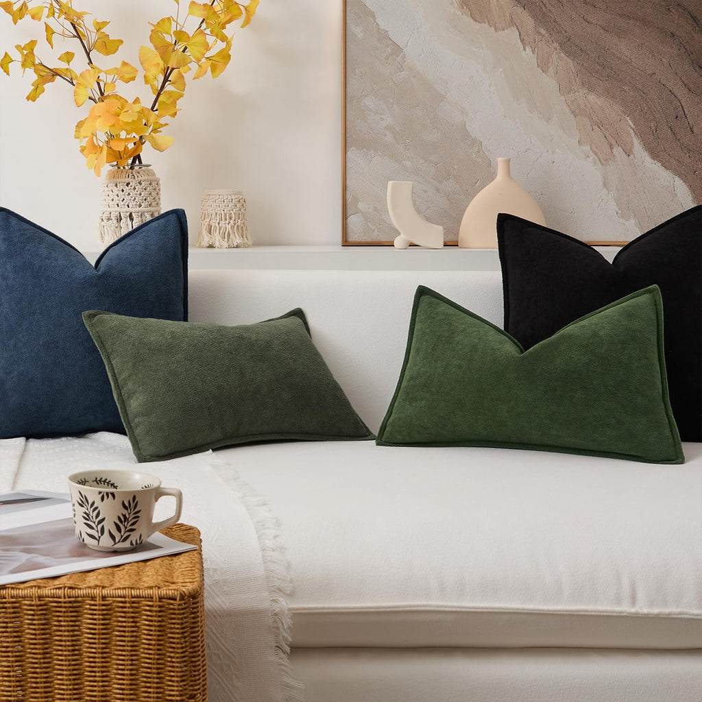 KevinTextile Kevin Textile Waterproof Decorative Pillow Covers Navy Blue 16x16 Inch Pack of 2 Soft Boucle Textured Throw Pillowcases Elegan…