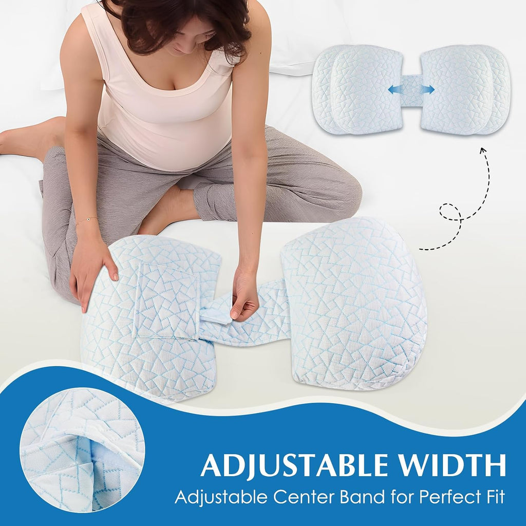Pregnancy Pillow for Sleeping, Portable Adjustable Maternity Wedge Pillows for Side Sleepers, Belly, Back & Hip Support with Cooling…