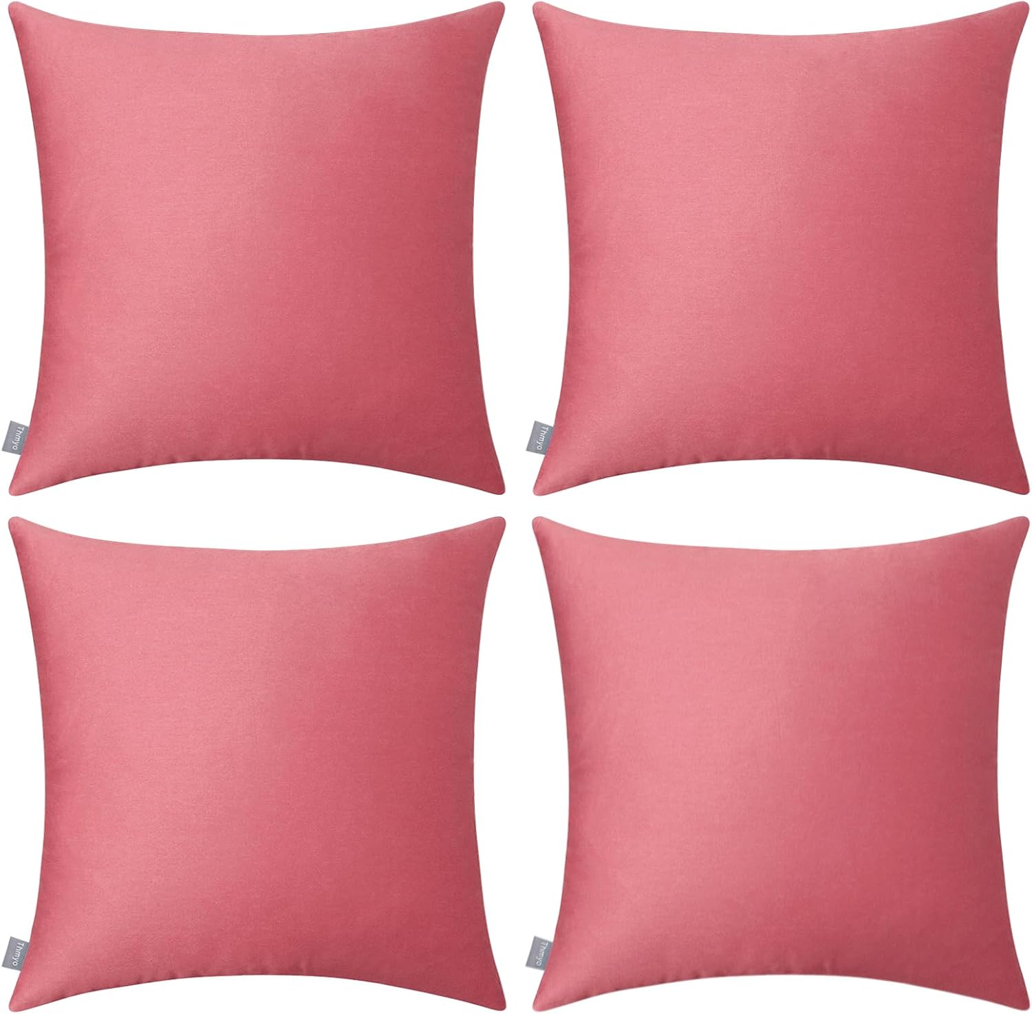 Thmyo 4-Pack 100% Cotton Comfortable Solid Decorative Throw Pillow Case, Square Cushion Cover Pillowcase Sublimation Blank Pillow Covers DI…