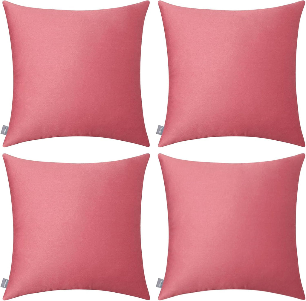 Thmyo 4-Pack 100% Cotton Comfortable Solid Decorative Throw Pillow Case, Square Cushion Cover Pillowcase Sublimation Blank Pillow Covers DI…