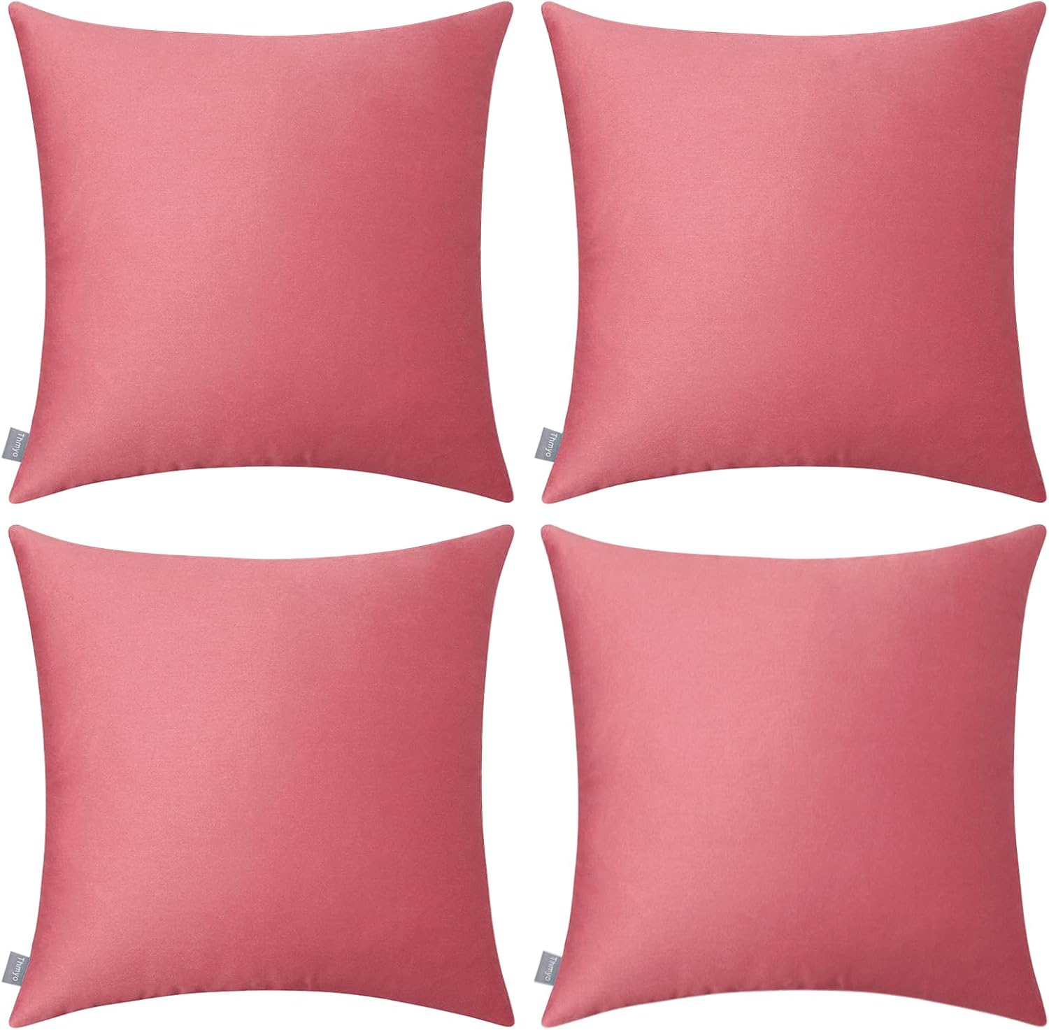 Thmyo 4-Pack 100% Cotton Comfortable Solid Decorative Throw Pillow Case, Square Cushion Cover Pillowcase Sublimation Blank Pillow Covers DI…