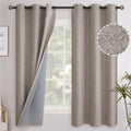 YoungsTex Burlap Linen Blackout Curtains 63 Inches Length, Full Room Darkening Grommet Linen Textured Drapes for Bedroom Living Room Therma…