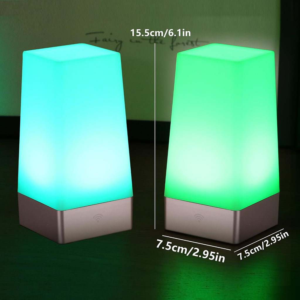 WRalwaysLX LED 2Square Night Light with Remote Control, Color Changing Table Lamp Battery Operated Lamp, Bedroom, Kitchen USE 3xAA Battery…