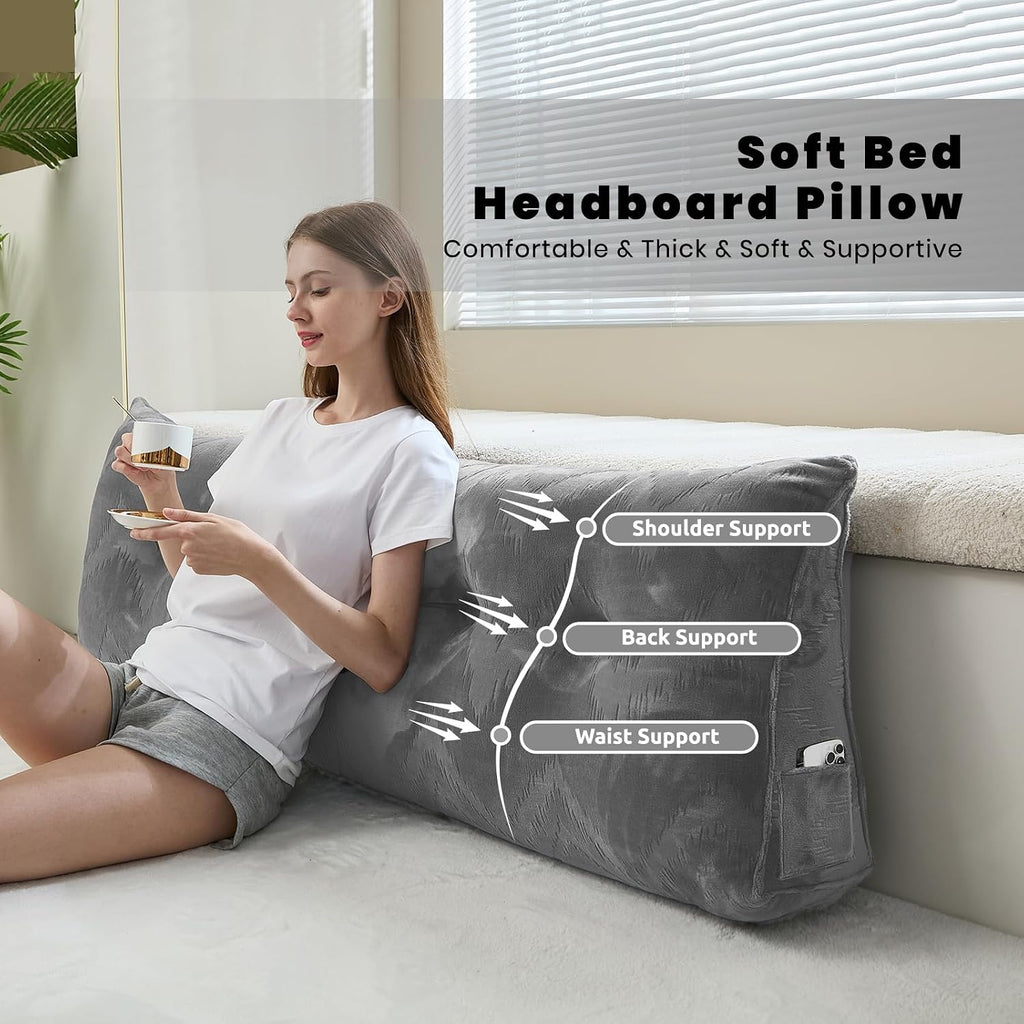 Zelladorra Headboard Pillow for Bed, Triangular Wedge Pillow Headboard Soft Support While Reading and Resting, Bed Bolster Cushion…