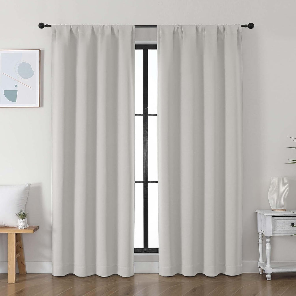 Simplebrand Ava Natural Blackout Curtains for Bedroom, 72 Inch Length, 2 Panels Set, Privacy Thermal Insulated Rod Pocket Window Curtains f…