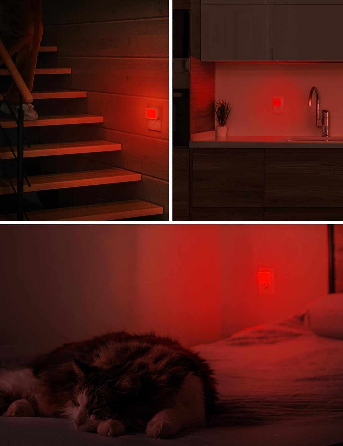 Llohasled L LOHAS LED Red Night Lights Plug into Wall 2-Pack, 0.3W Plug in Night Light, Dusk to Dawn, Bright Nightlight Auto-On/Off, for Ad…
