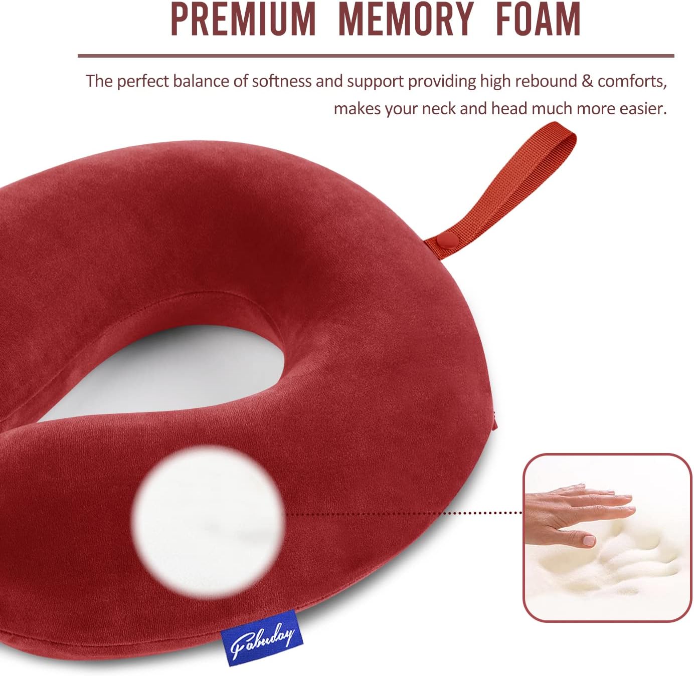 Fabuday Neck Pillows for Travel - Airplane Pillow for Long Flight with Attachable Snap Strap Washable Cover, Memory Foam Travel Rest Pillow…