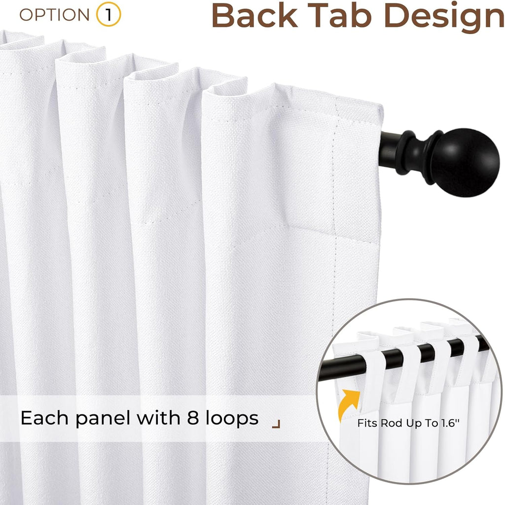 Inovaday 100% Blackout Curtains 96 Inches Length 2 Panels Set, Back Tab/Rod Pocket Linen Black Out Curtains for Bedroom, Thermal Insulated…
