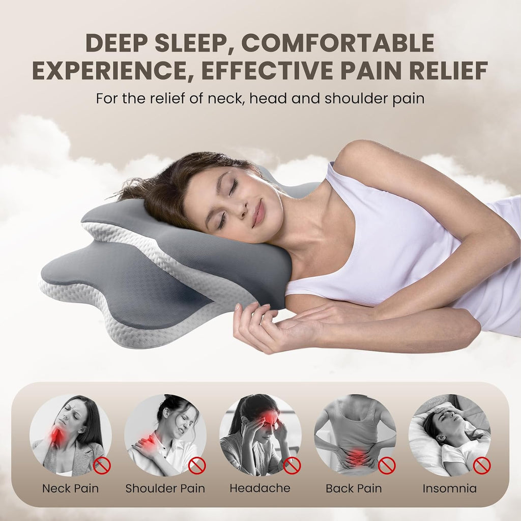 A-PceforSeat A-Pce Cervical Neck Pillow for Neck and Shoulder, Odorless Memory Foam Pillow with Soft Silk Cover, Ergonomic Orthopedic Neck…