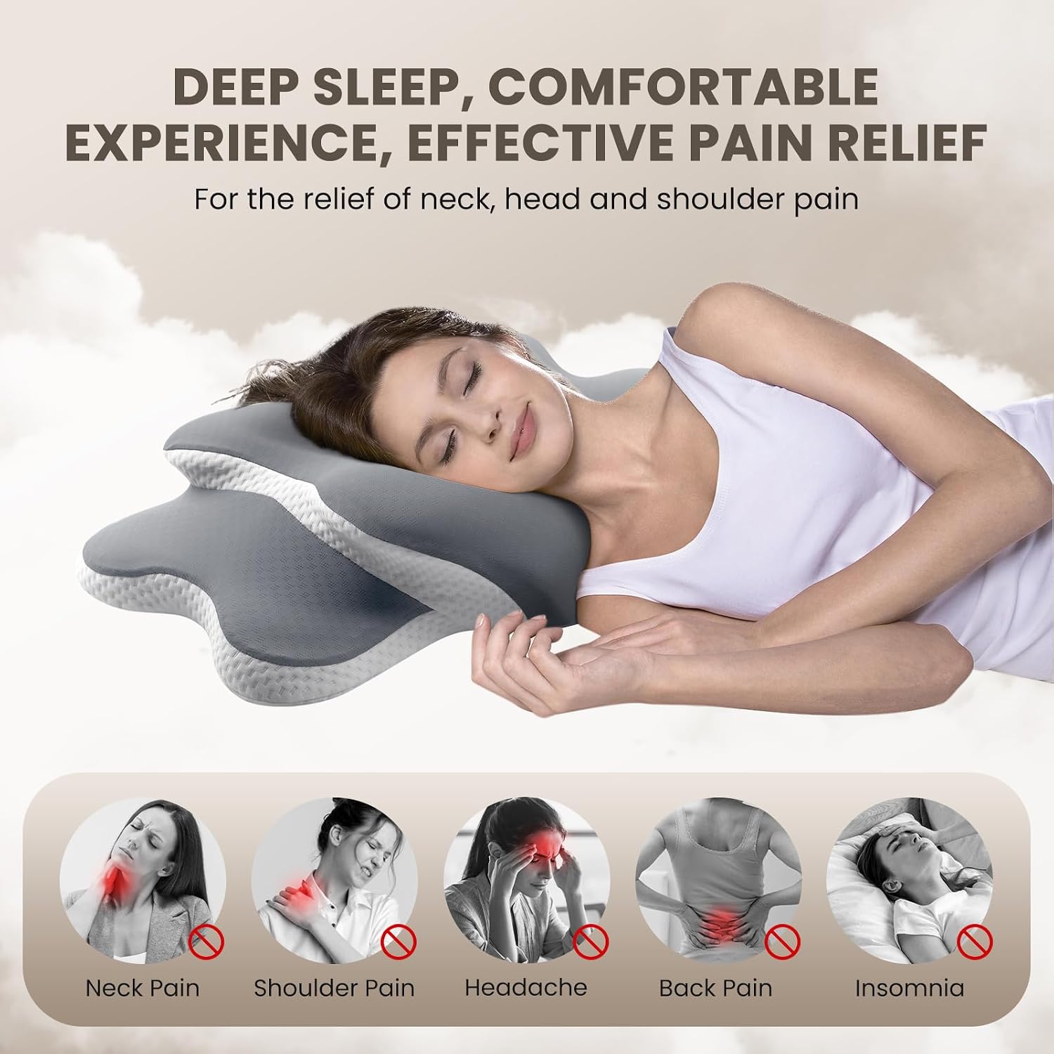 A-PceforSeat A-Pce Cervical Neck Pillow for Neck and Shoulder, Odorless Memory Foam Pillow with Soft Silk Cover, Ergonomic Orthopedic Neck…