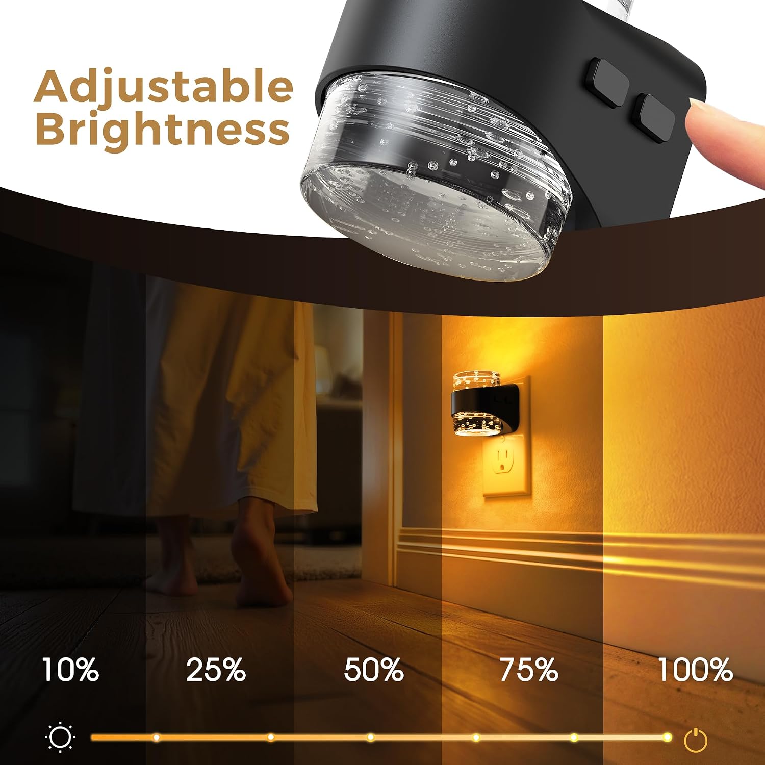 Llohasled L LOHAS LED Night Light, Bubble Night Lights Plug into Wall, Acrylic Night Lights with Dusk-to-Dawn Sensor, Dimmable Amber Pulg in…