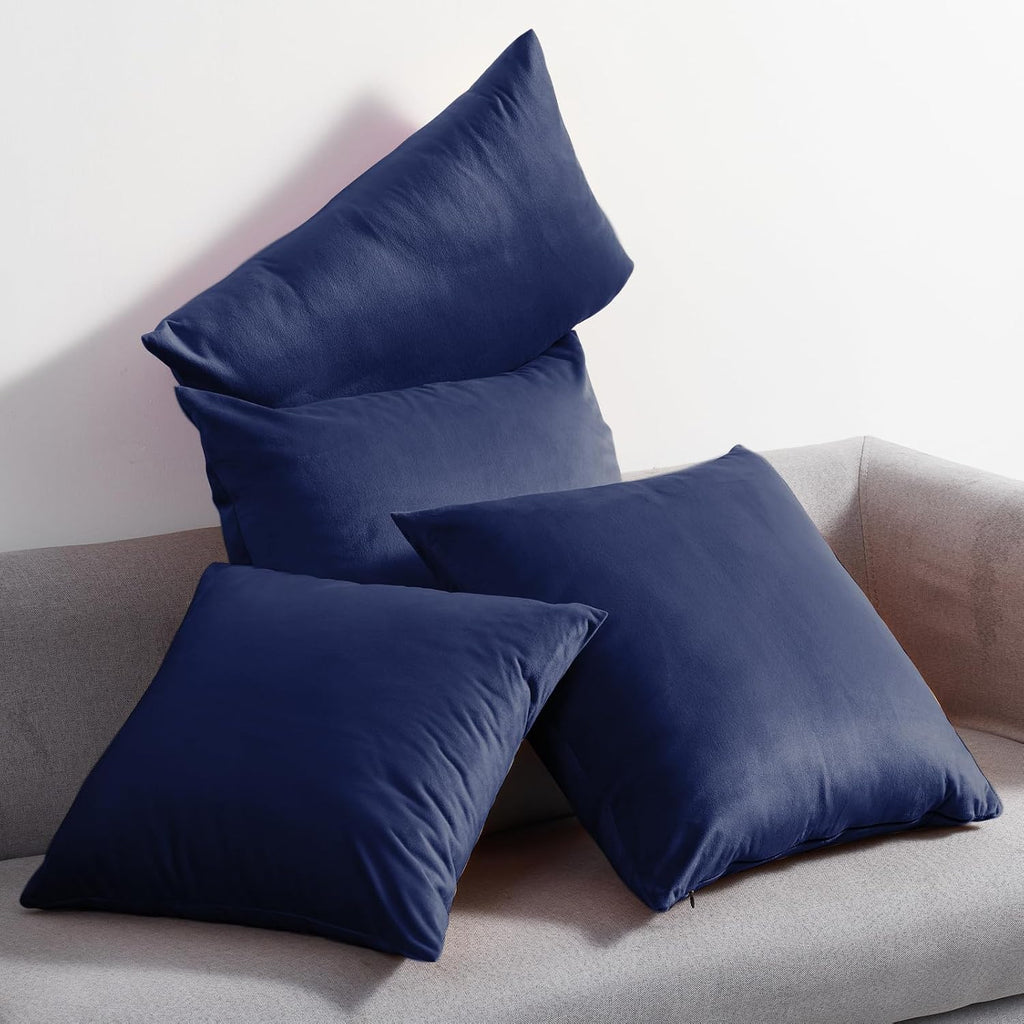 Edegen Navy Blue Velvet Throw Pillow Covers 20x20 Inch Pack of 2 Soft Decorative Square Cushion Covers Modern Luxury Home Decor for Sofa…