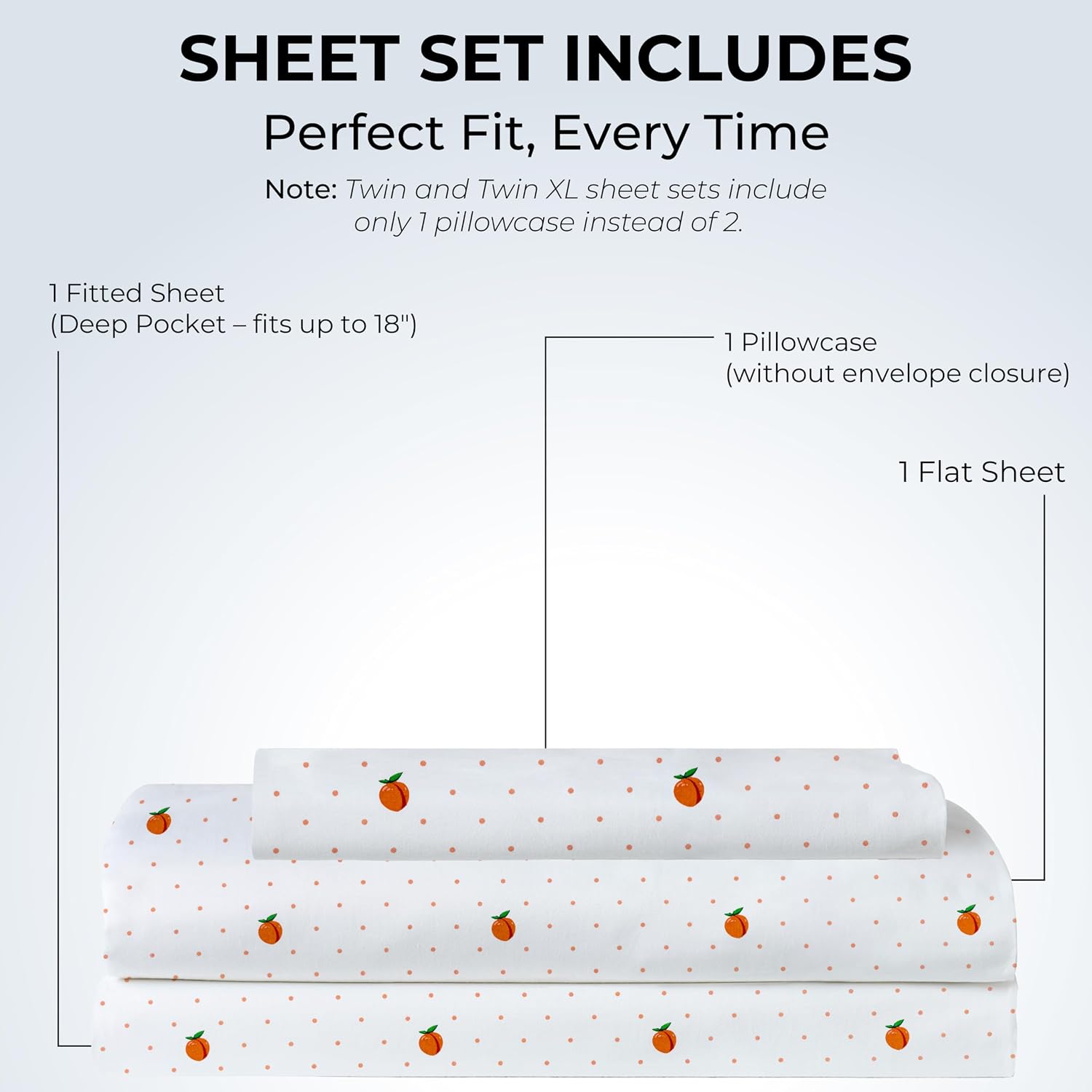 Twin Fitted Sheet with 18" Deep Pockets, Flat Sheet - Percale Weave Natural - Breathable 100% Cotton Bedding, 1 Fitted Sheet + 1 Flat…
