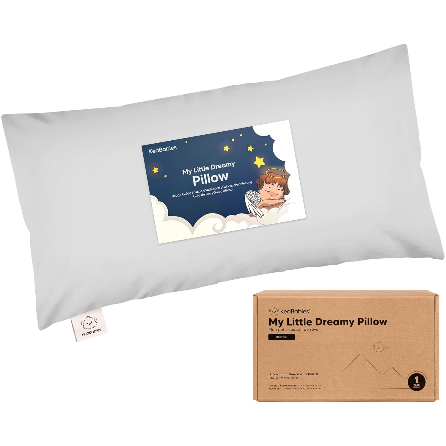Toddler Pillow with Pillowcase - 10x18 My Little Dreamy Kids Travel Bed Pillows for Sleeping, Organic Cotton Small Pillowcase, Soft &…
