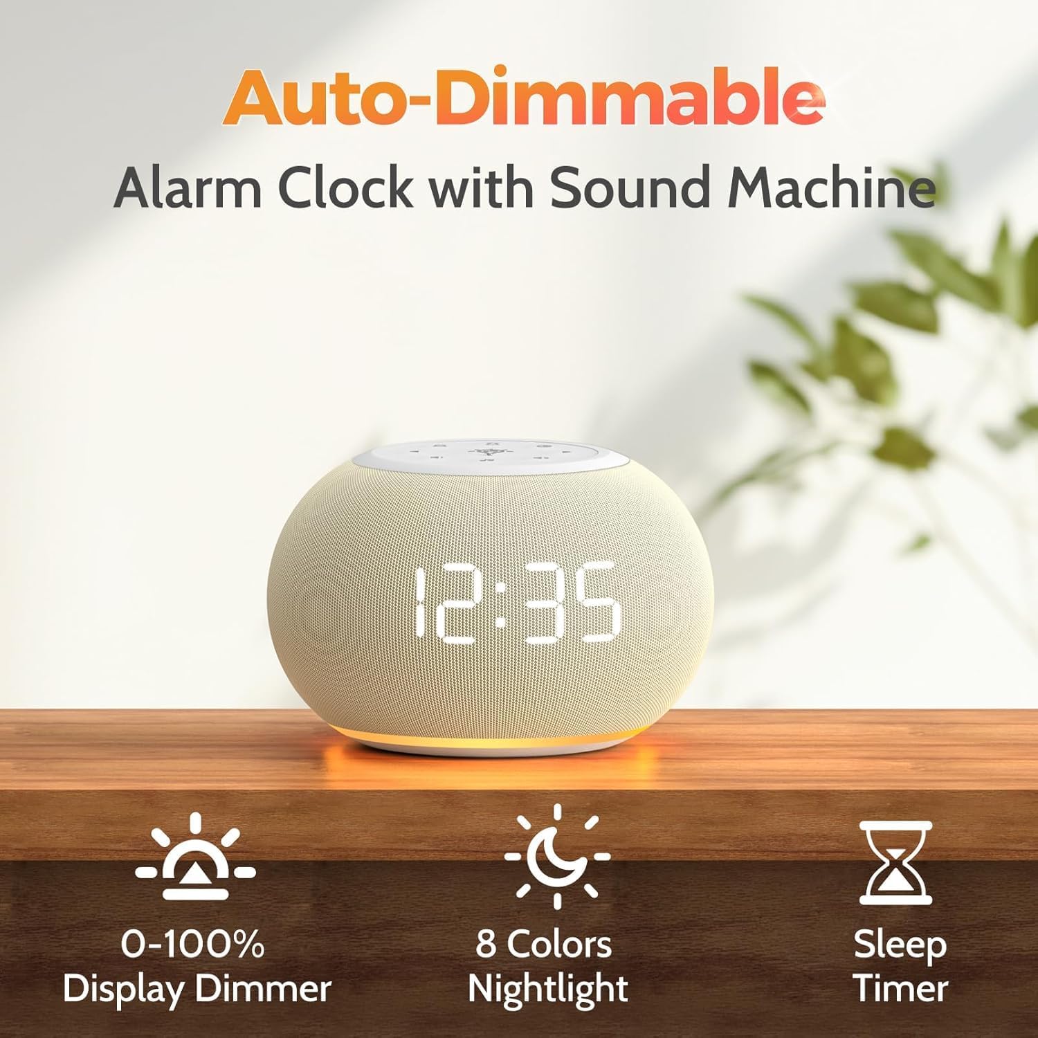 Reacher Auto-Dimmable Alarm Clock White Noise Machine with Night Light, 20 Soothing Sounds, Sleep Timer, Fabric LED Display, Precise…