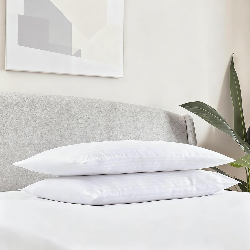 Flat Ultra Thin Bed Pillows Standard/Queen Size Pillow Set of 2 Extra Soft Down Alternative for Stomach Back Sleeping Hotel Collection